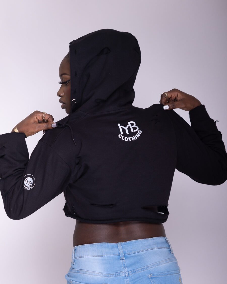 MYB Distressed crop top hoodie - Image 2