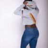 3 Strips Distressed crop top hoodie - Image 2
