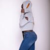 3 Strips Distressed crop top hoodie - Image 4